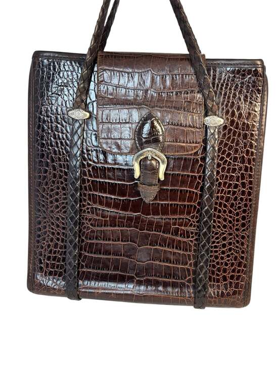 Vintage Brighton Donna Classic Tote Brown Croc-Embossed Leather Shoulder Bag - Picture 5 of 8